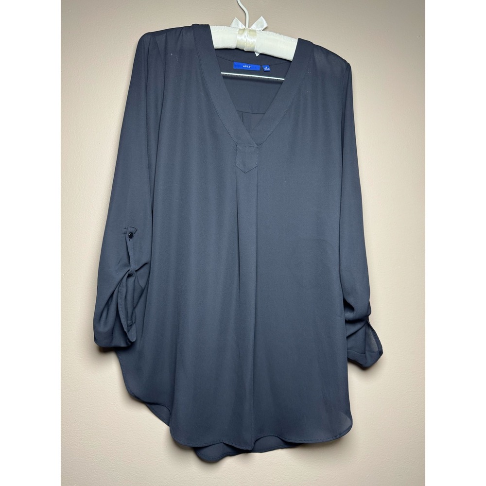 NWT Sheer Black Apt. 9 Long Sleeve Blouse Size M